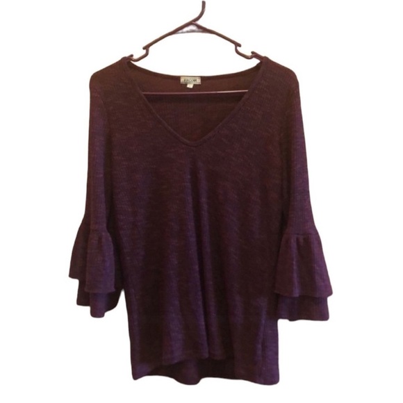 Nordstrom Size Large Bell Sleeve Purple Top. - Picture 2 of 8